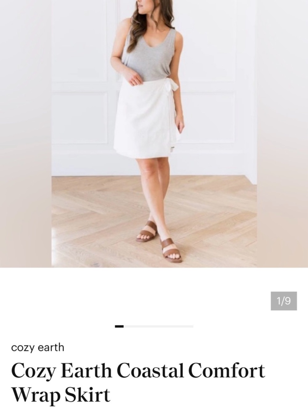 Cozy Earth Coastal Comfort Mini Wrap Skirt in White live in linen nwt new